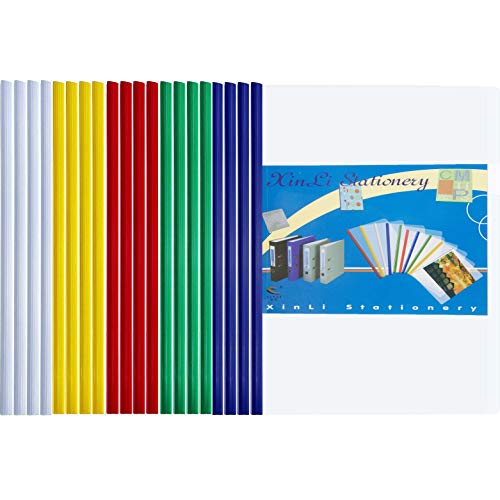 Fächermappe 20 Stücke A4 Dokumentenmappe Ordnungsmappe Sliding Bar Binder Transparent Bericht Abdeckungen Ordner für Büro, Zuhause, Schule Dokumente Klassifizierung