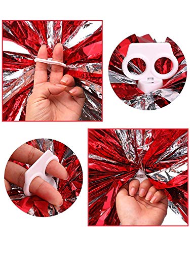 Bstgifts 14\" 2 Pack Plastic Pom Poms Cheerleading Pom Poms Sports Dance Cheer Plastic Pom Pom for Rooters,Cheering Squard,Cheering Team (Purple+Silver) - Thumbnail 2