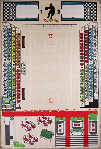 TAPITOM® | Tapis Enfant Basket - 130 x 200 cm | Grand Tapis de Jeu avec Terrain de Basket | Tapis de Sol pour Chambre d'enfant Univers décoration Basket | antidérapant, Ourlet | Normes CE Cover