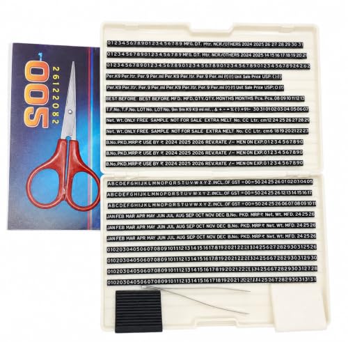 Image of ASPL 2MM Manual Batch Printing Stamp | Steel Body with Hard Rubber Font | for Batch No., MRP, MFG Date & EXP Date Marking | Suitable for 50g-500g Products | Craft Use