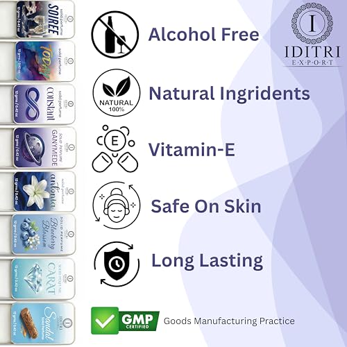Image of IDITRI EXPORT Solid Perfume |Amber & Saffron&Constant Alcohol Free Wax Perfume Balm, Long Lasting | Pocket Tin 12g, Pack Of 2| Non Greasy Smooth Glide, Travel Friendly Unisex Gifts He Or Her