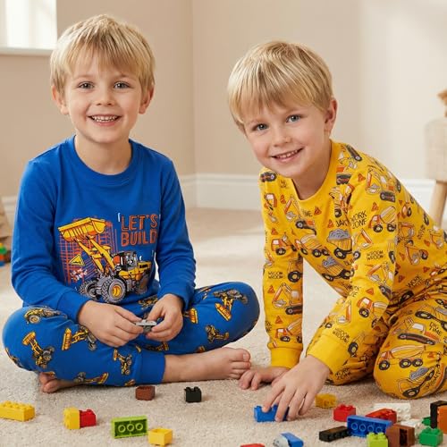 Image of DAUGHTER QUEEN Boys Pajamas 4 Pieces Long Set 100% Cotton Sleepwear Size 18 Months-12 Years