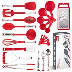 Kitchen Utensils Set, Cooking Utensils Set, Non Stick and Heat Resistant Kitchen Gadgets, 24 Pcs Nylon and Stainless Steel Kitchen Utensil Set New Home Essentials, Pots and Pans Kitchen Accessories