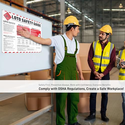 Image of LOTO Safety Guide Poster - Lockout Tagout OSHA Hazardous Energy Control Chart for Workplace Safety, LOTO Training, Maintenance & Industrial Compliance