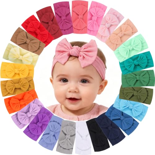 Image of ALinmo 25PCS Baby Nylon Headbands Soft Hairbands Hair Bow Elastics for Baby Girls Newborn Infant Toddlers Kids