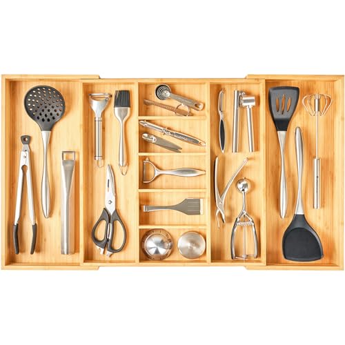 Umilife Extra Large Expandable Kitchen Drawer Organizer for Utensil and
