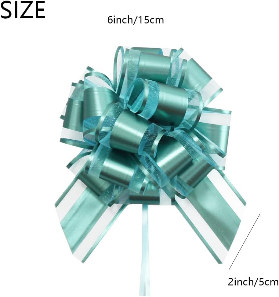 6 Pcs Large Gift Bows,6Inch Pull Bow for Birthday,Christmas,Party,Holiday,Gift Boxes Bow Basket Packaging Bows for Valentine's Day Presents Flower Decorations (Lake Blue) - Image 2