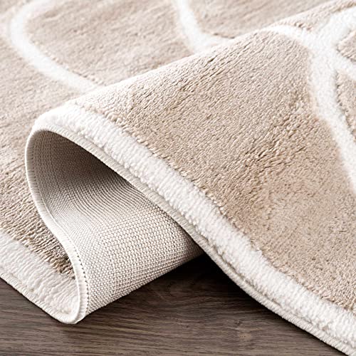 Hauteloom Deren Hallway, Kitchen Bohemian Shag Runner Rug - Soft Shaggy Farmhouse - High Plush Pile - Brown, Beige, White, Cream - 2'7" X 7'3" #TOP7