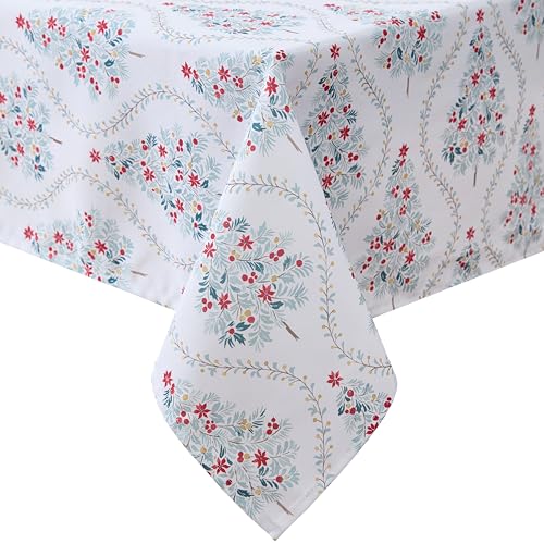 Laura Ashley Decorative Tablecloth, Wrinkle and Stain Resistant, Spillproof Water Repellant, Easy Care Washable Polyester Fabric for Dining, Kitchen, Holiday, Party, 70" Round, Tree Trellis by Laura Ashley - Used condition - CA$13.59