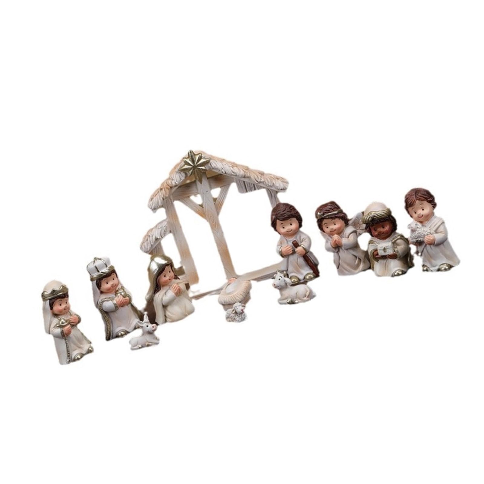 YROHGKPN Nativity Statues Figures Set Resins Christmas Decors Manger Scene Minaiture Figurines Ornaments for Mantels and Shelf Cartoon Nativity Scene Figurines Set