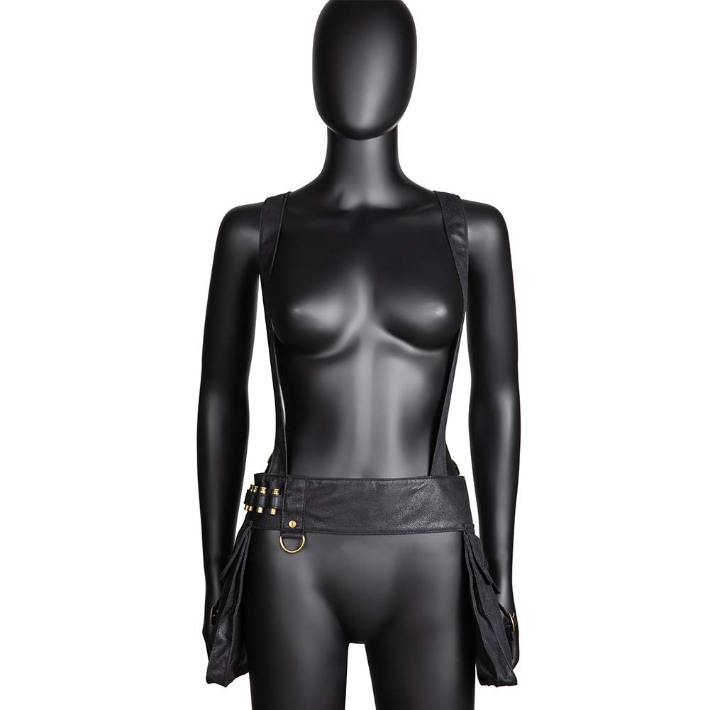 Torba na akcesoria na ramię ze skóry PU, modny gotycki skórzany pokrowiec podróżny piesze wycieczki skórzane motocykl nerka, Black, Medium, Punk