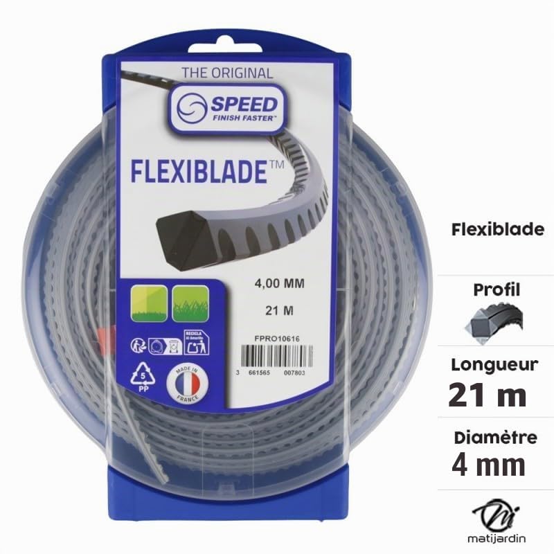 Matijardin - Fil débroussailleuse Carré, Cranté 4 mm x 21 m FlexiBlade