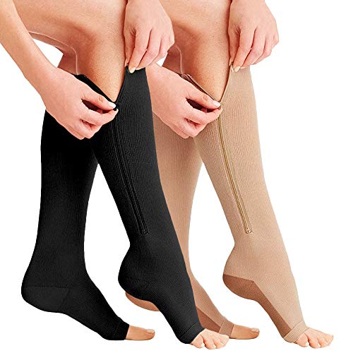 SKYFOXE New (2 Pairs) Compression Socks Compression Zip Sox Socks Stretchy Zipper Leg