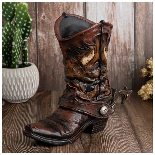 Hobby Lobby Cowboy Boot Vases 9.38 H x 10.94 W x 4.42 D (Brown)