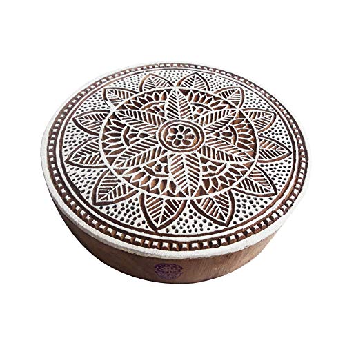 Royal Kraft 8 Pulgadas Tatuaje Impresión Sellos Amplio Redondo Hoja Forma Grande Madera Sellos
