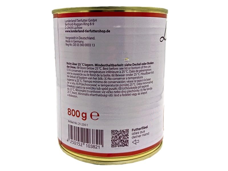 Lunderland Rind Menü Plus 2 x 800g Dose (insg. 1,6kg) I Hundefutter I mit Rindfleisch, Süßkartoffel, Fleischknochen,Pansen, Leber, Niere, Rinderblut, Seealgenmehl I Nassfutter I Dosenfutter