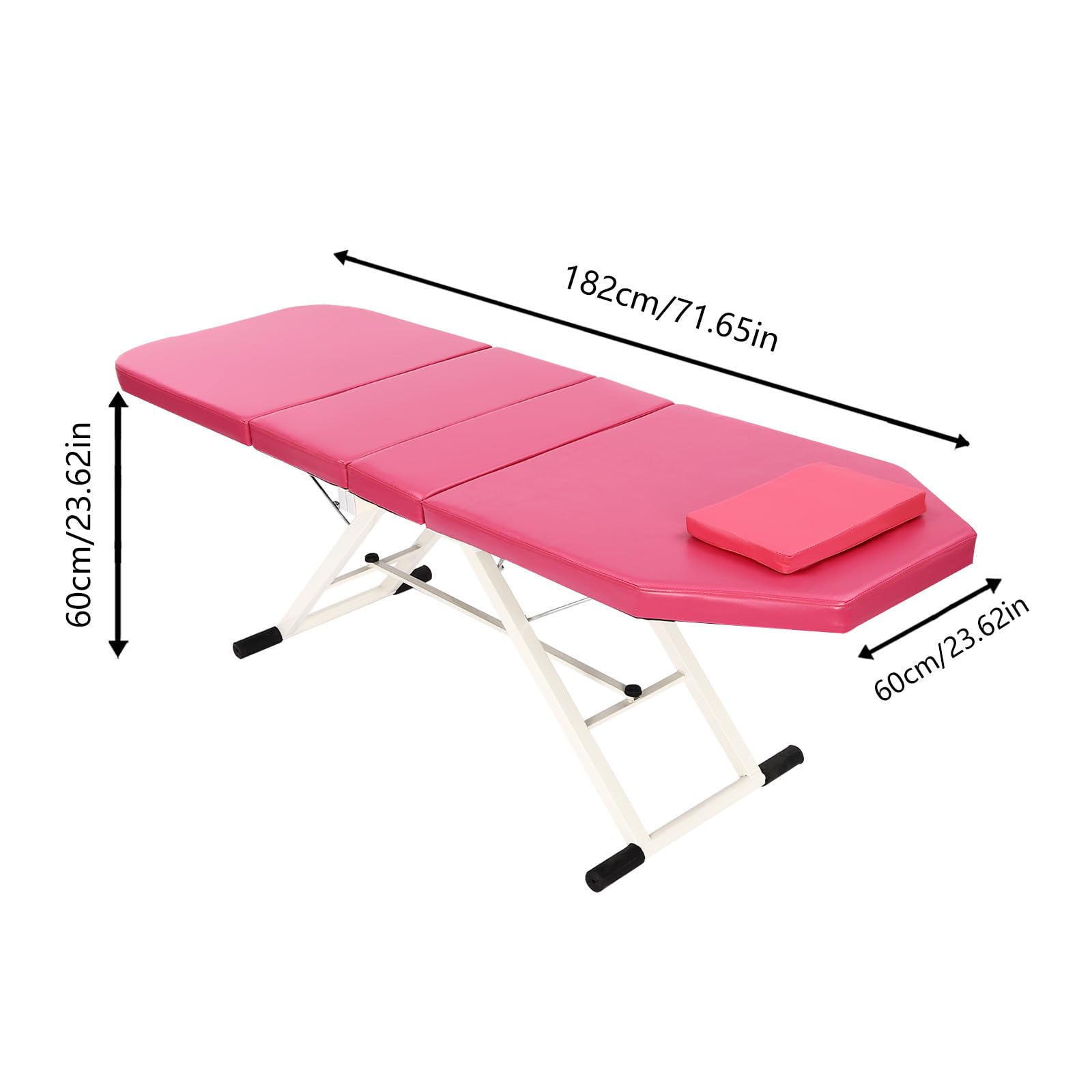Kosmetikliege Massageliege klappbar höhenverstellbar zweiteilig 182x60 cm bis 250 kg mit Kopfstütze für Massage Therapeuten Kosmetiker (Rosa)