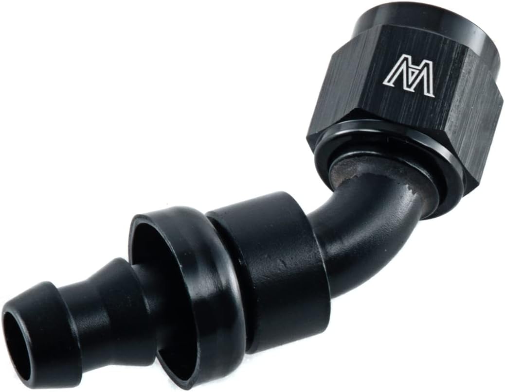 6AN 45 Degree Push Lock Swivel Hose End Fitting For Rubber Fuel Line.US