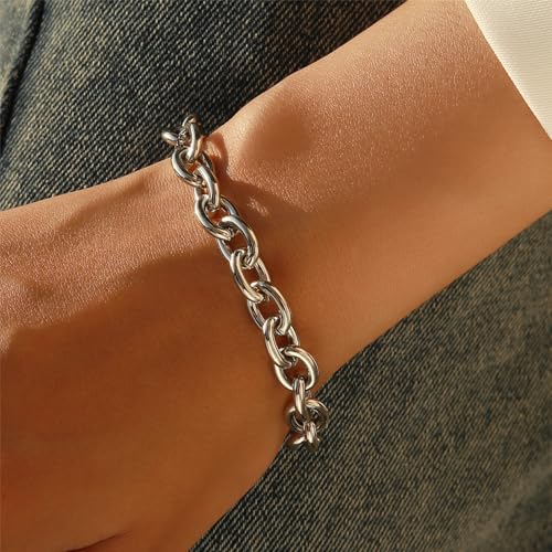 Pulsera de cadena gruesa de acero inoxidable para mujer y hombre miniatura 4