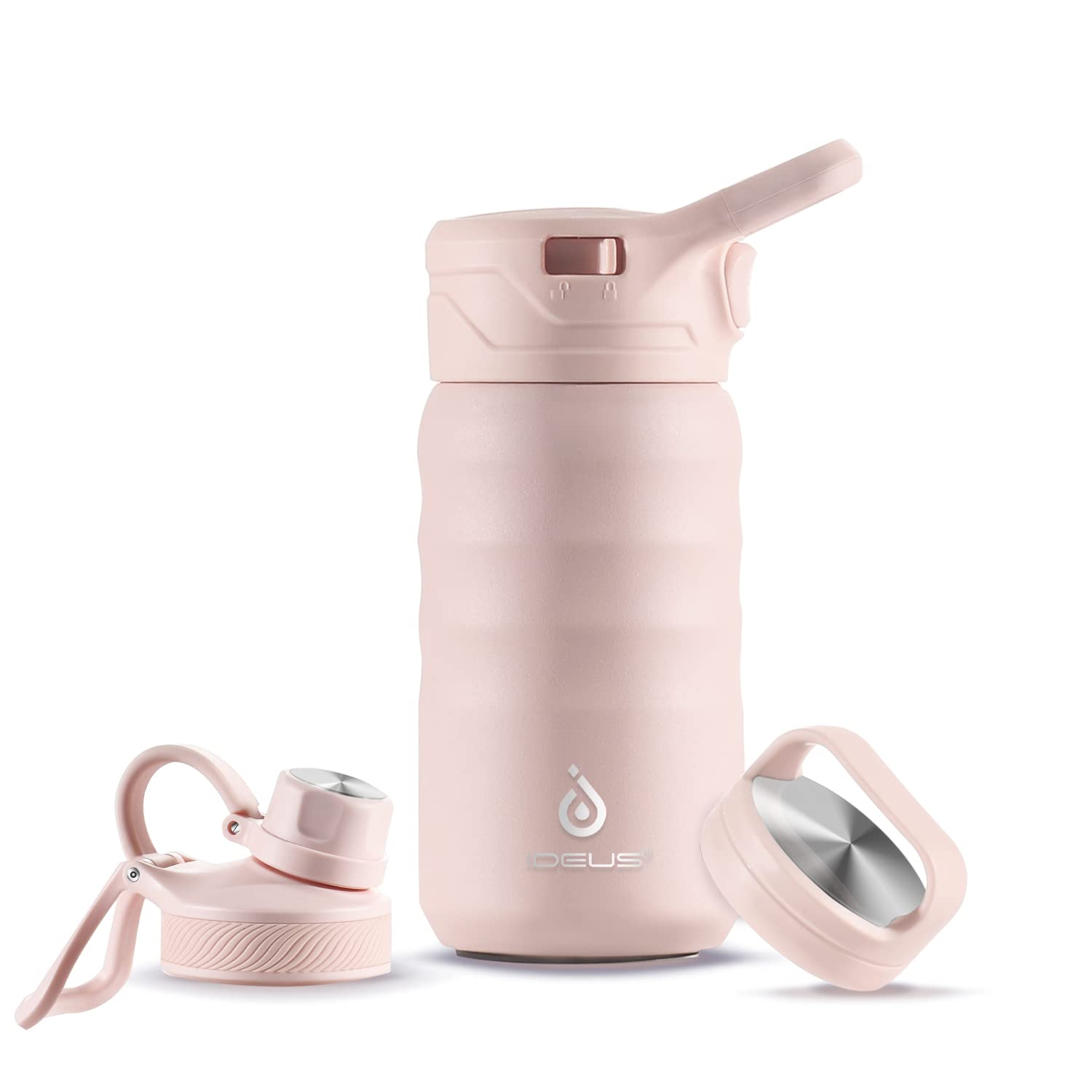 IDEUS Insulated Water Bottle 360ml/12oz, Stainless Steel Water Bottle for School Insulated Bottles with Straws Leakproof