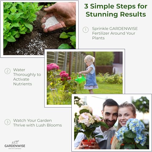 Image of GARDENWISE Slow Release Hydrangea Fertilizer with Iron & Sulfur - Indoor & Outdoor Soil Acidifier for Miracle Growth (2 qt)