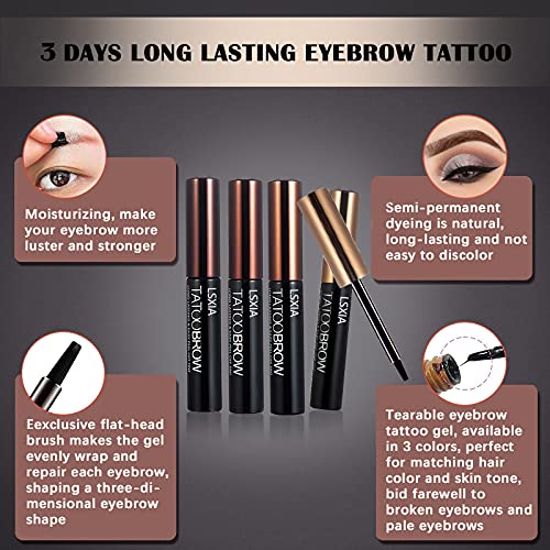Lsxia 2 Pcs Peel Off Tattoo Eyebrow Gel, Natural Elegant Eye-Brow Gel Long-Lasting Waterproof Eyebrow Tattoo Peel Off Eyebrow Peel Off Tattoo Brow Tattoo Makeup (Brown) #TOP3