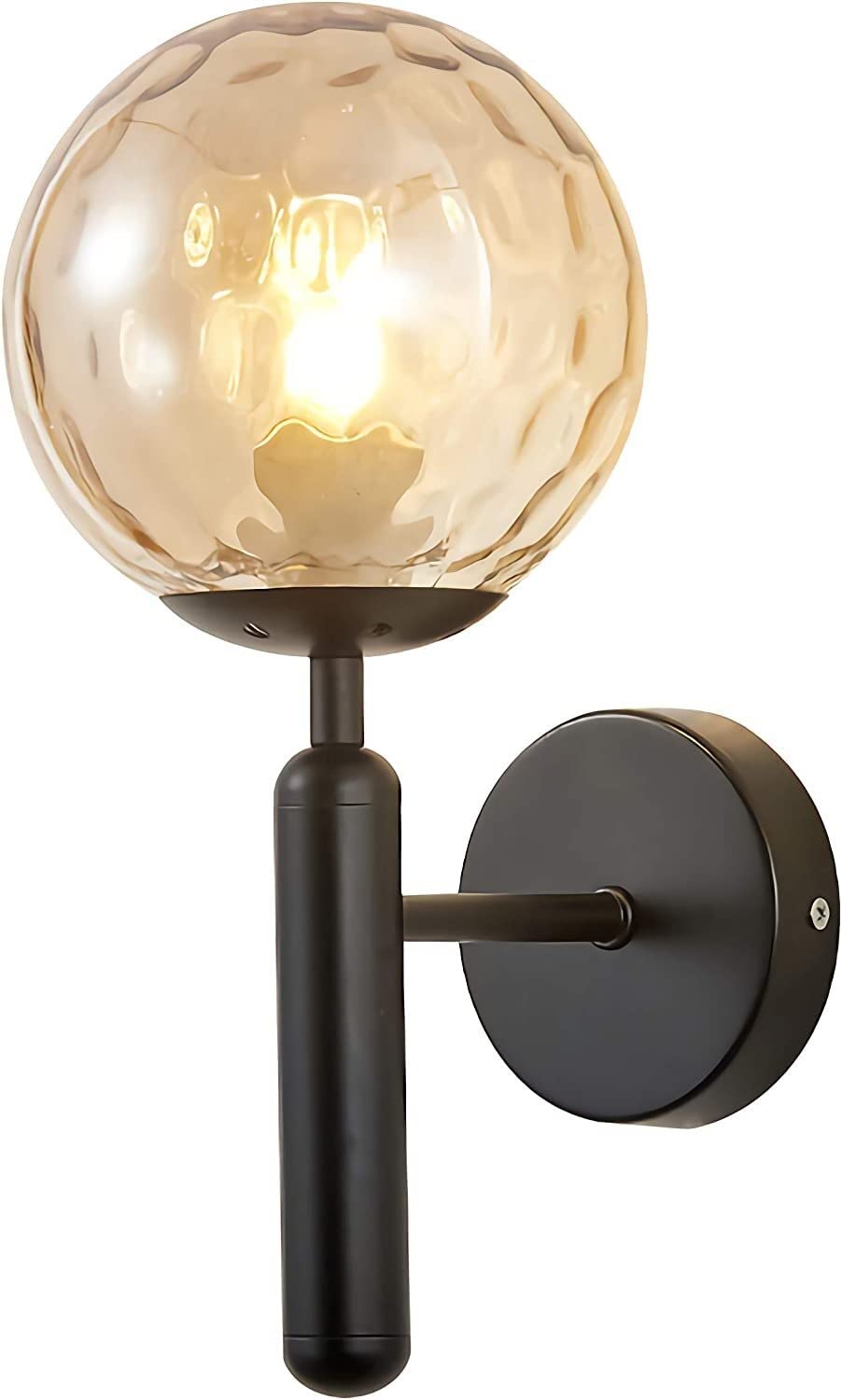 LED Wall Lamp Modern Wall Light with 6 Inch Glass Shade Sconces E27 Base Wall Lantern for Bedroom Living Room Restaurants Porch Doorway Hallway (Color : Black 2)