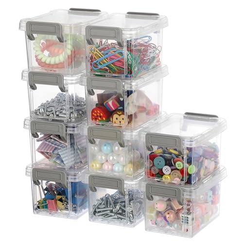 BTSKY 10 Pack Clear Plastic Bead Organizer, Small Storage Containers