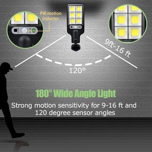 3PCS Outdoor Solar Wall Light LED Motion Sensor Bright Flood Street Lamp 3 Modes - Thumbnail 6