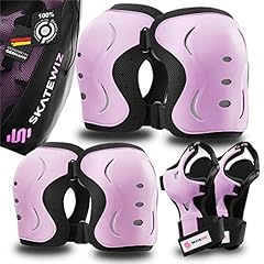 SKATEWIZ Schoner Inliner Kinder Knieschoner Kinder - Knieschützer - Protektoren Set - Knie und Ellenbogenschützer - Schlittschuhe Größe XS Pk Schwarz