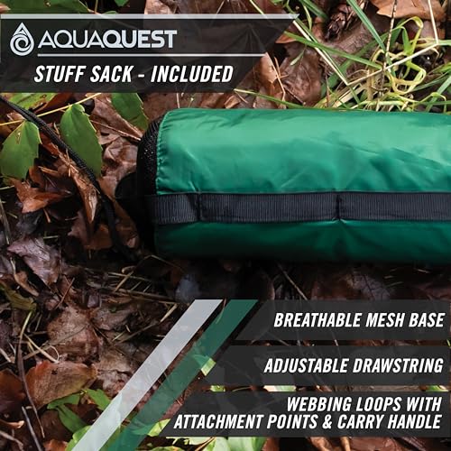 AquaQuest Guide Camping Tarp - Ultralight Tent Cover or Rain Fly - Waterproof Camping Gear Must Haves for Hiking, Hammock, Bivy & Survival, 10 x 10 ft, Forester Green - Thumbnail 4