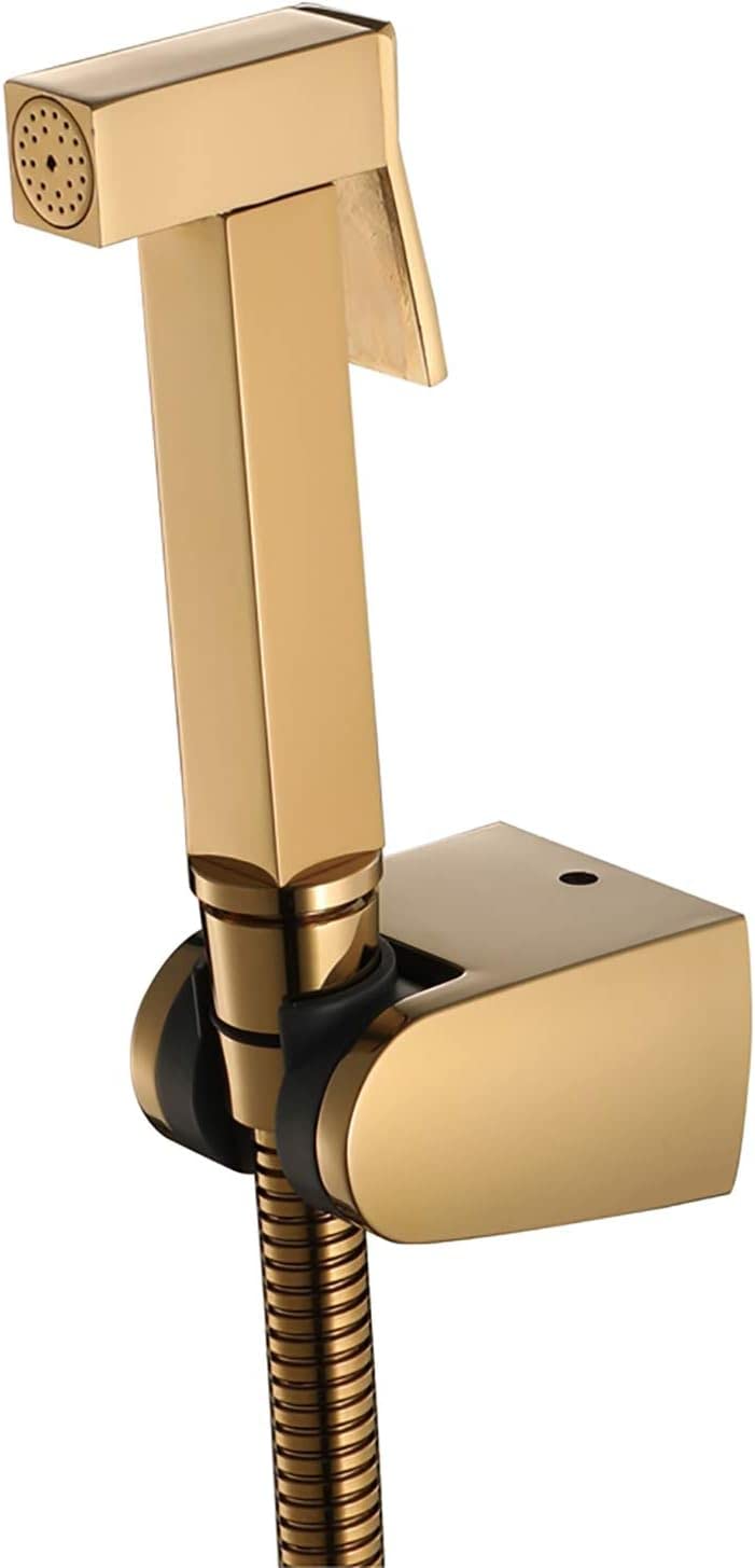 Handheld Bidet Sprayler do toalety, Titanium Gold Portable Tkanina Zestaw rozpylacza Mosiężne Bidet Zestaw opryskiwaczy z wąż prysznicowy i uchwyt na higienę osobistą, kąpiel zwierzak