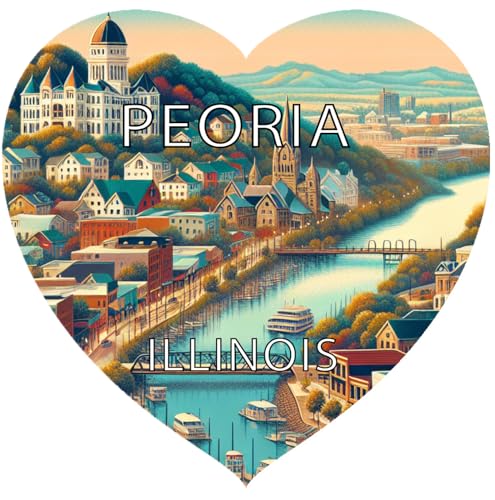 Imán decorativo souvenir Peoria Illinois en forma de corazón 3 pulg miniatura 1