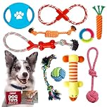 ZENO Chew Dog Toys - Pack of 10 | Teething & Training Washable Cotton Safe Dog Toy Gift Set | Strong Ropes, Balls & Tug for Exercise & Fun | Great for Small, Medium & Large Puppies & Dogs