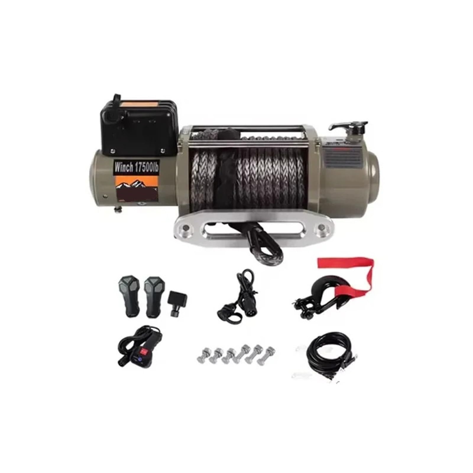 Wciągarka elektryczna 12 V, 4,309 kg, stalowy kabel/nylonowa lina do ATV/UTV, holowanie pojazdów terenowych, duża siła ciągnąca, idealna do regeneracji 4 x 4 i przygód na świeżym powietrzu
