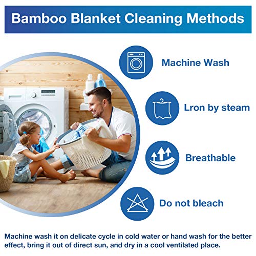 Blue Cooling Bamboo Blankets For Hot Sleepers Lightweight Cool Summer Blankets King Size Soft Cold Large Thin Knit Throw Blankets For Hot Flashes Keep Adults Cool And Warm, Blanket Sheet For Bed #TOP7