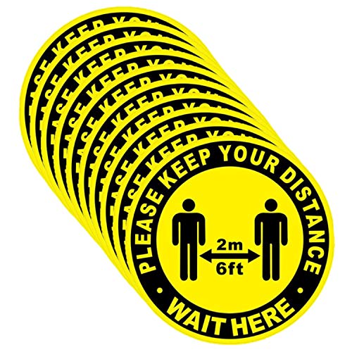 XPデザイン ソーシャルディスタンス ステッカー 床用シール フロア 誘導 ウォール シール サインプレート 標識 サイン (イエロー10枚)