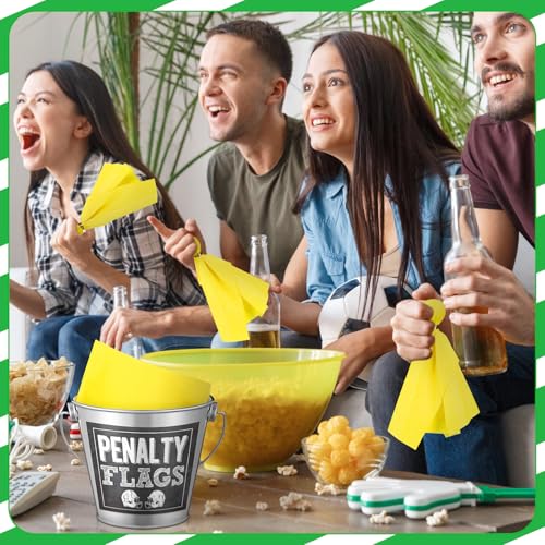 image for Yungyan Football Party Supplies 50 Pcs Yellow Napkins, Silver Bucket, 