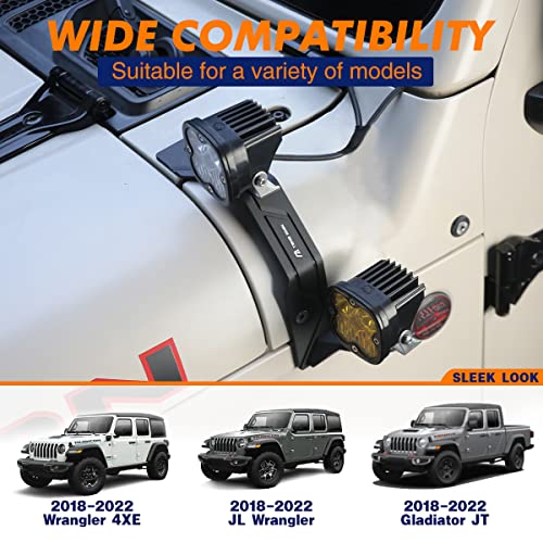 Image of A-Pillar Light Mounts for Jeep Wrangler JL /JLU /4XE & Gladiator JT