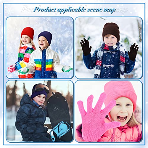 Image of Handepo 60Pcs Kids Winter Beanie and Gloves Bulk Knit Hats Gloves Warm Unisex Cold Weather Winter Gifts for Boy Girl Homeless