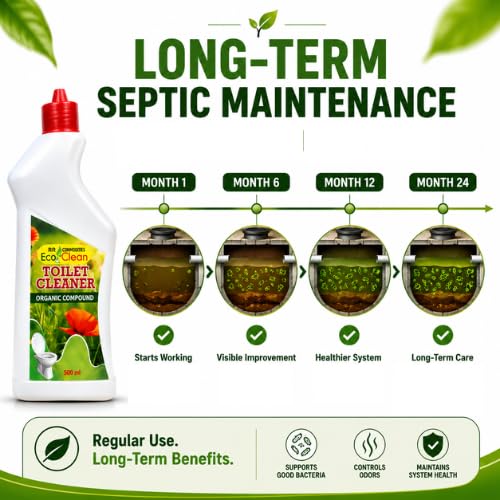 Image of Ecoclean Organic Toilet Cleaner 500ml - Good for septic system | Citrus Smell, Eco Friendly, Bio enzyme, Natural Toilet Cleaner