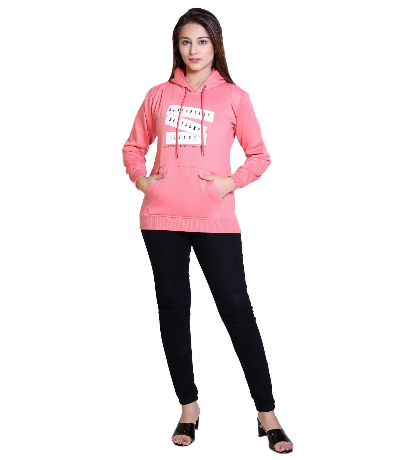 Women's Hoodie, Navy Blue, Be Fearless Be Strong Beyond Graphic Print, Long Sleeve with Kangaroo Pocket-image-29