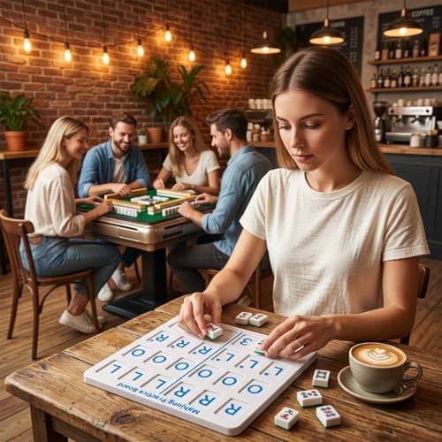 Tablero portátil de práctica Mahjong solo jugador azul miniatura 2