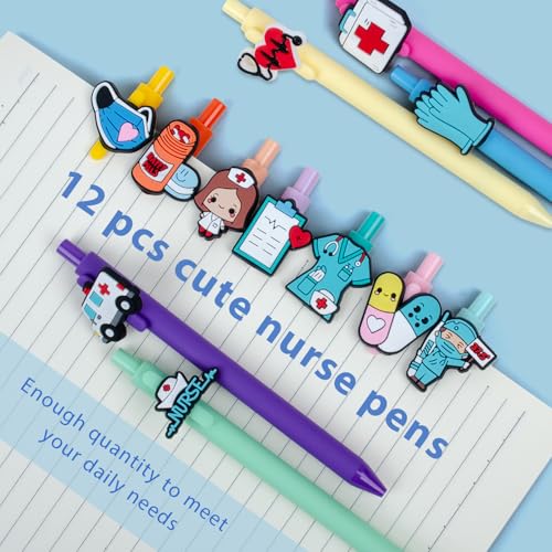 12 bolígrafos divertidos para enfermería tinta negra miniatura 3