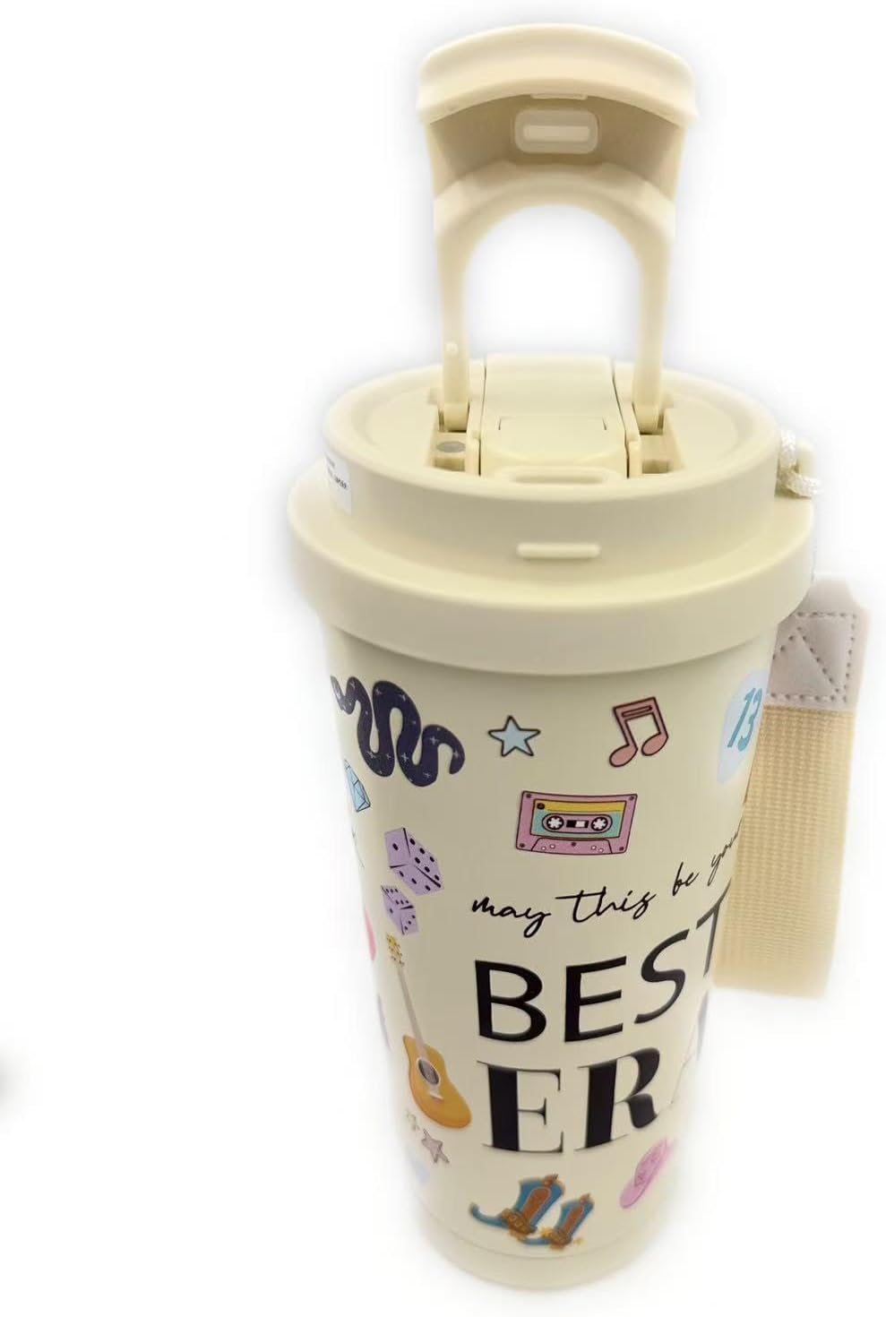 May This Be Your Best Era Gift Insulated Tumbler Singer Inspired Travel Mug18 Ounce Stainless Steel Water Bottle with Dual Lids Straw and Portable Strap Fashional Coffee Cup for Music Fans - Image 3