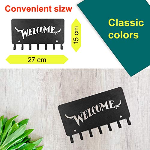 Image of Sehaz Artworks Metal Key Holder for Home | Bird Key Hooks | Key Holder for Home Decor Stylish | Key Stand for Wall (7 Hooks, Black)