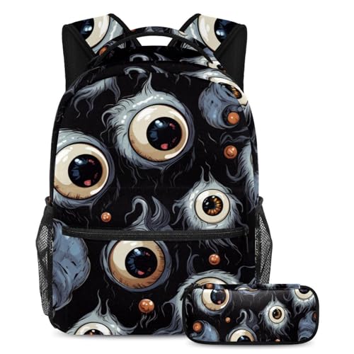 Sac à dos globe oculaire 40cm avec trousse d'école multicolore pour étudiant et enfant mixte