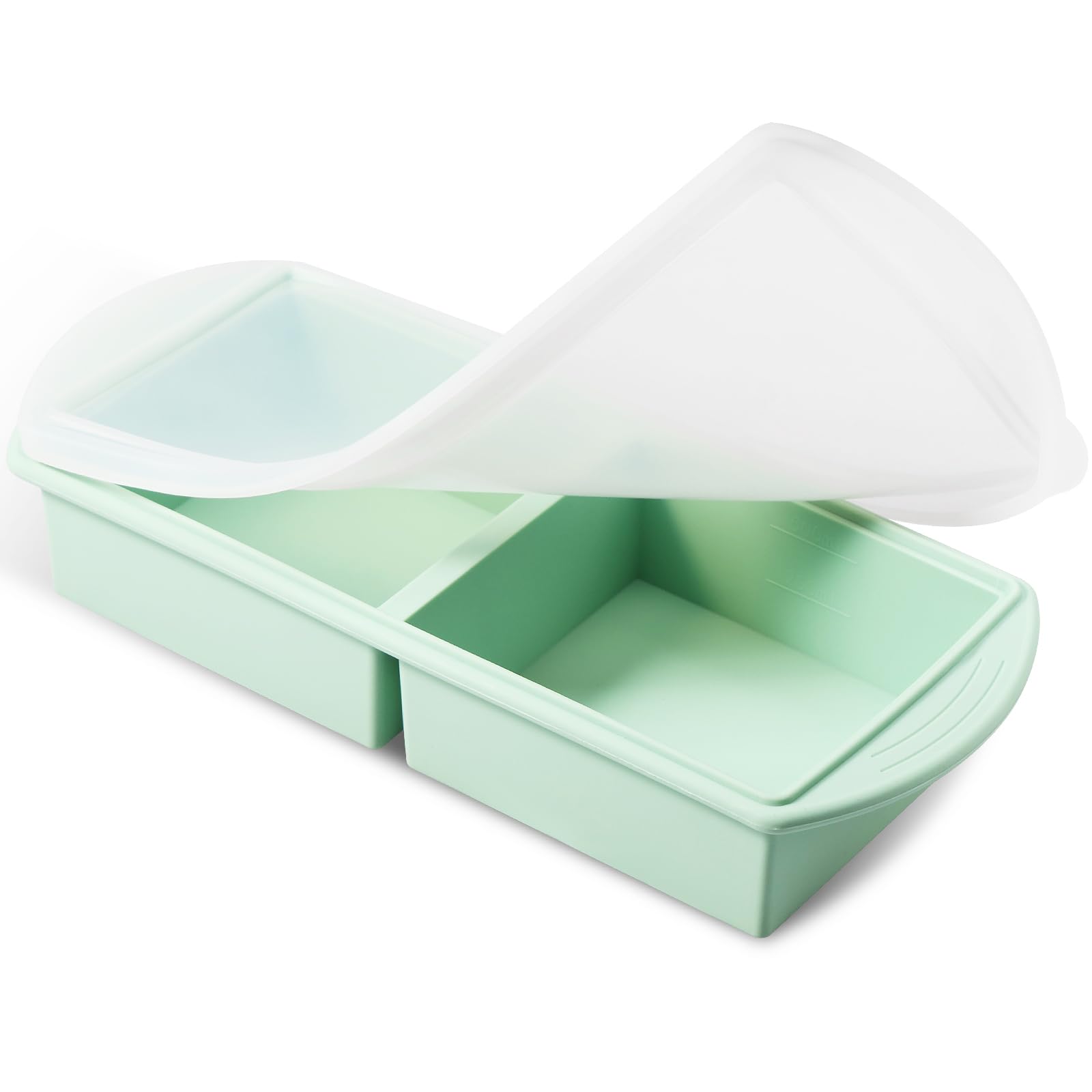 Bpyhebe Silicone Food Freezer Trays with Lid, 2 Compartment Soup Freezer Moulds, Meal Prep Storage Containers, Ice Cube Trays for Storing and Freezing Soup Broth Sauce, 250ml/500ml