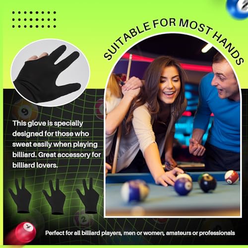 Joasaca Billardzubehör, atmungsaktiv, Snooker, links, rechts, 3 Finger, für Damen, Billardzubehör, 20 Stück