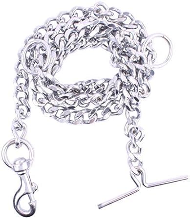 RvPaws Dog Metal Chain Silver Heavy Weight Dogs Leash Chain, Heavy Duty Dog Chain with Heavy Hook (L - 60inch) for Medium and Puppy Dogs